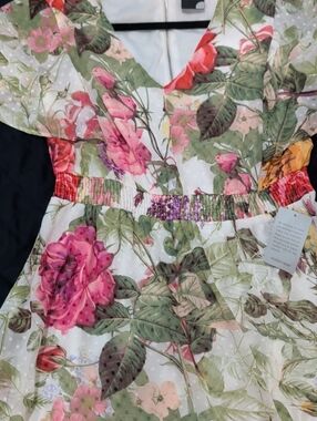 Nordstrom Floral Ruffle-Sleeve Dress in Pink, Green and Yellow